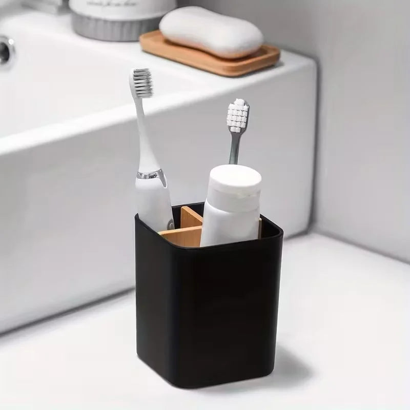 Three-Compartment Bathroom Toothbrush Organizer