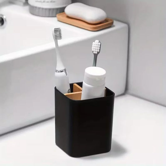 Three-Compartment Bathroom Toothbrush Organizer
