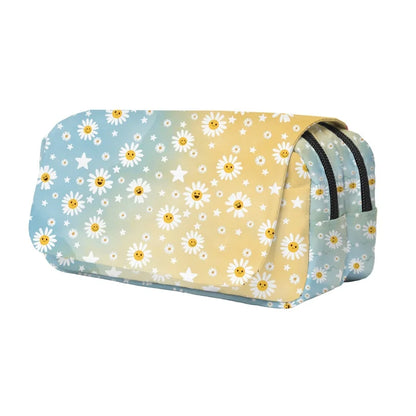 Daisy Print Double Layer Pencil Bag