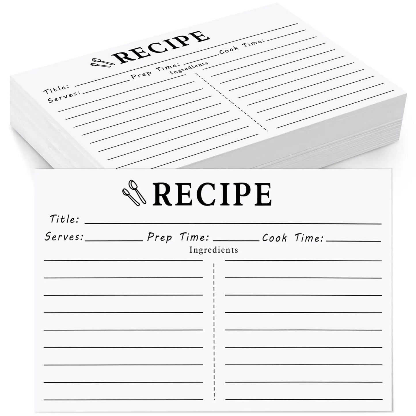 Blank Kitchen Recipe Cards