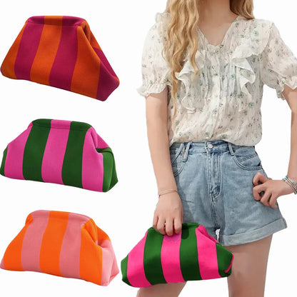 Striped Knit Cloud Clutch Bag