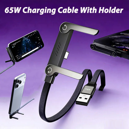 65W USB Fast Charging Cable with Phone Holder
