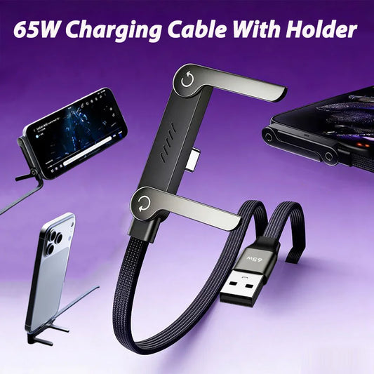 65W USB Fast Charging Cable with Phone Holder