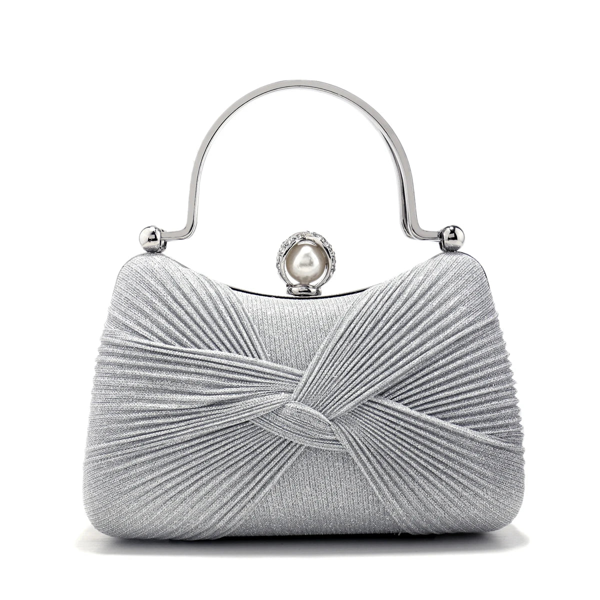 Bow Ruched Evening Clutch Bag