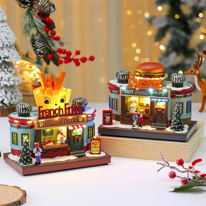 Rotating Light-Up Christmas Shop Music Box