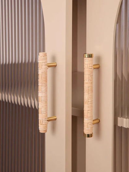Rattan Weaving T-Shape Cabinet Handles