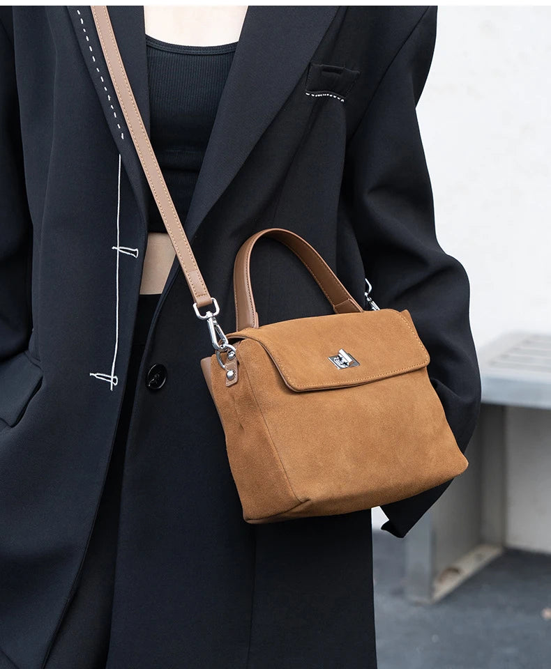 Women’s Suede Leather Flap Shoulder & Crossbody Bag