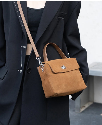 Women’s Suede Leather Flap Shoulder & Crossbody Bag