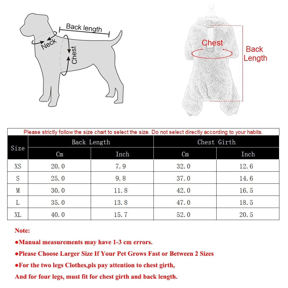 Warm Fleece Dog Jumpsuit with D-Ring