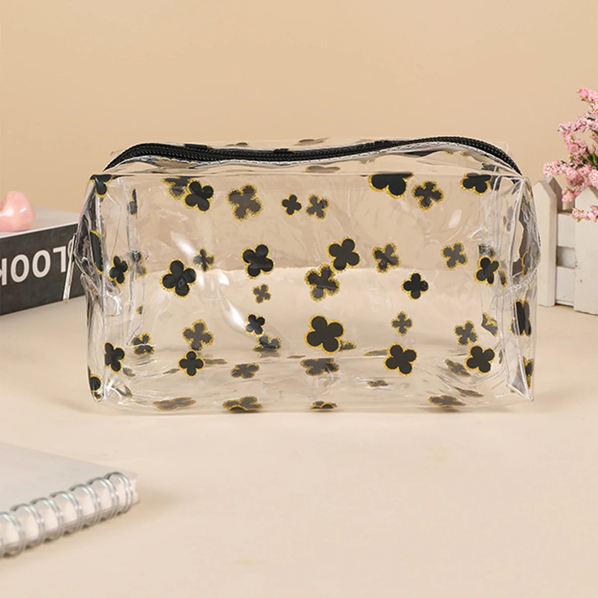 Clear Glitter Four Leaf Clover Pencil Case