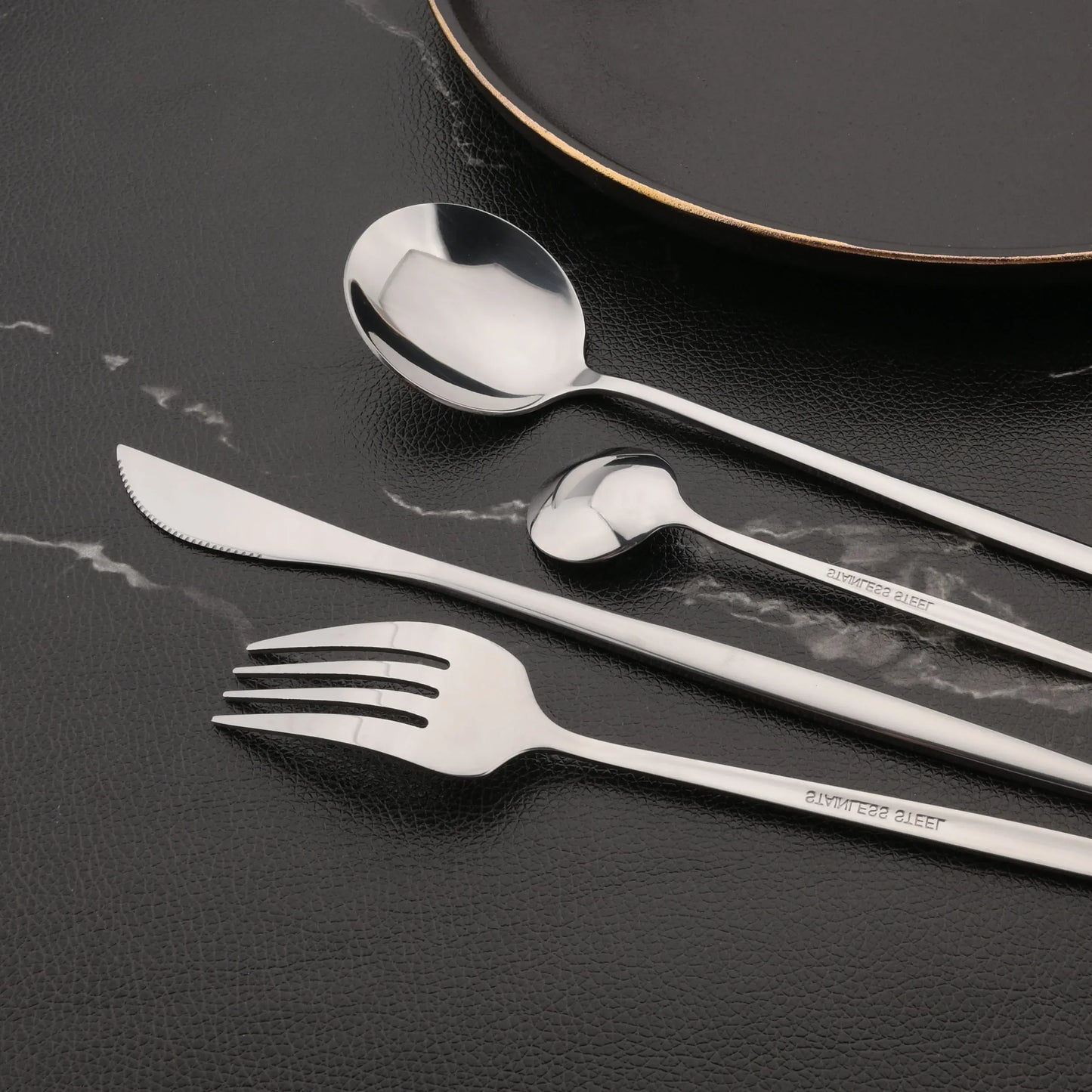PINKTEN 6-Piece Gold Stainless Steel Dinner Fork Set
