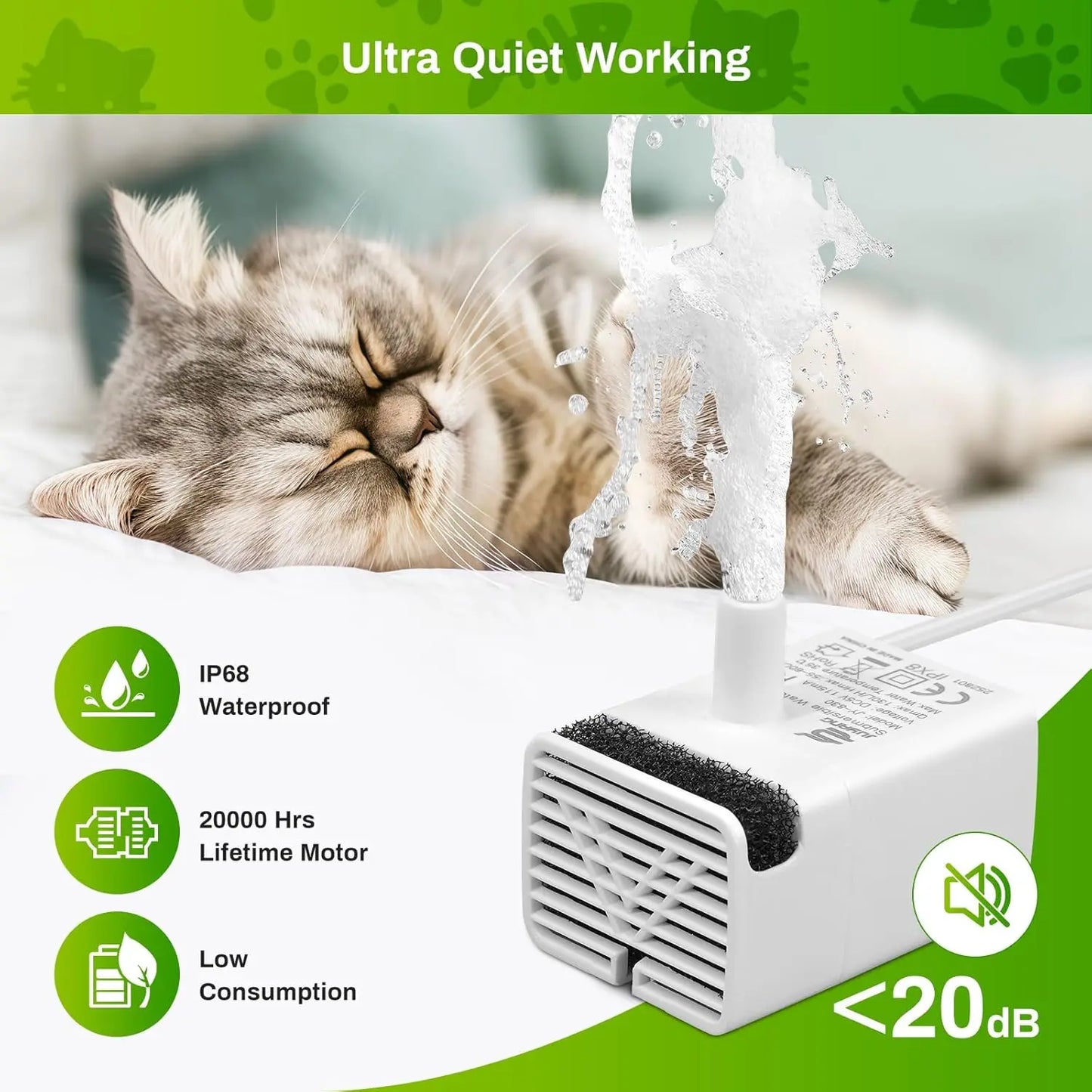 JY-830 Ultra Quiet Cat Water Fountain Replacement Pump