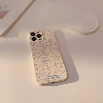 Retro Floral Pattern Cover Case for iPhone 16 15 14 13 12 11 Pro Max Plus