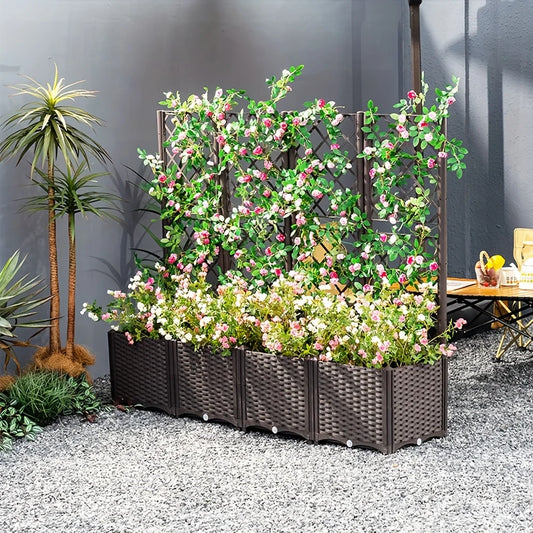 Raised Garden Planter Box with Climbing Trellis