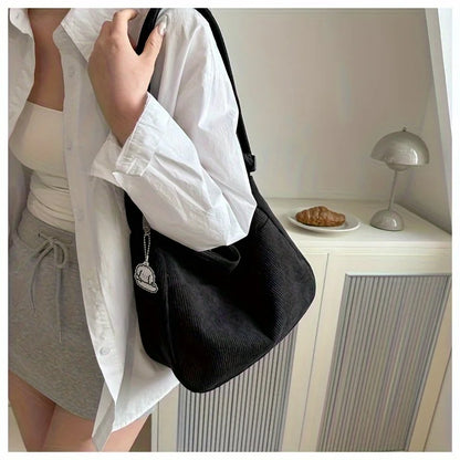 Corduroy Half Moon Shoulder Bag