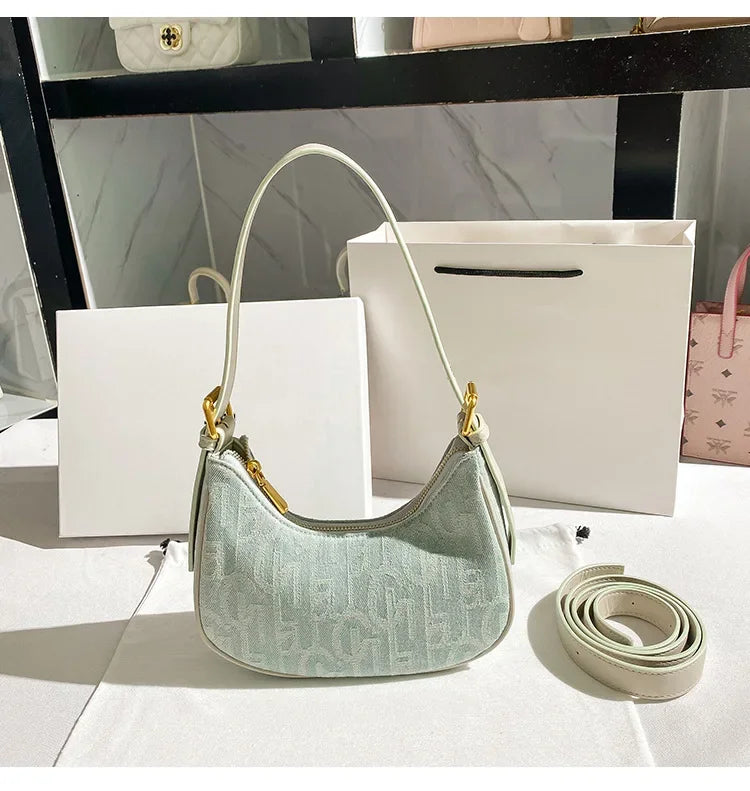 Pleated Crescent Shoulder Bag for Women
