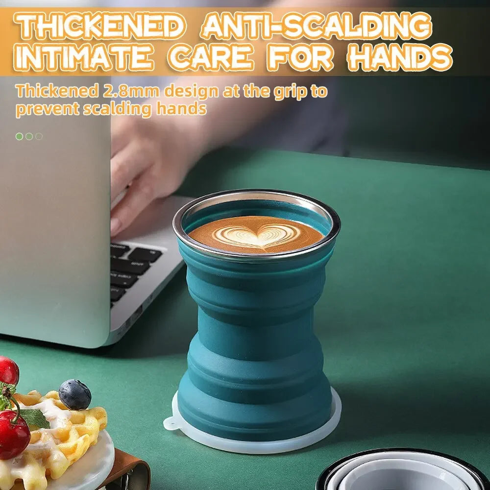 Portable Silicone Foldable Travel Cup with Lanyard