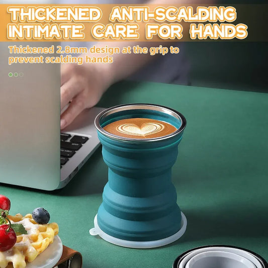 Portable Silicone Foldable Travel Cup with Lanyard