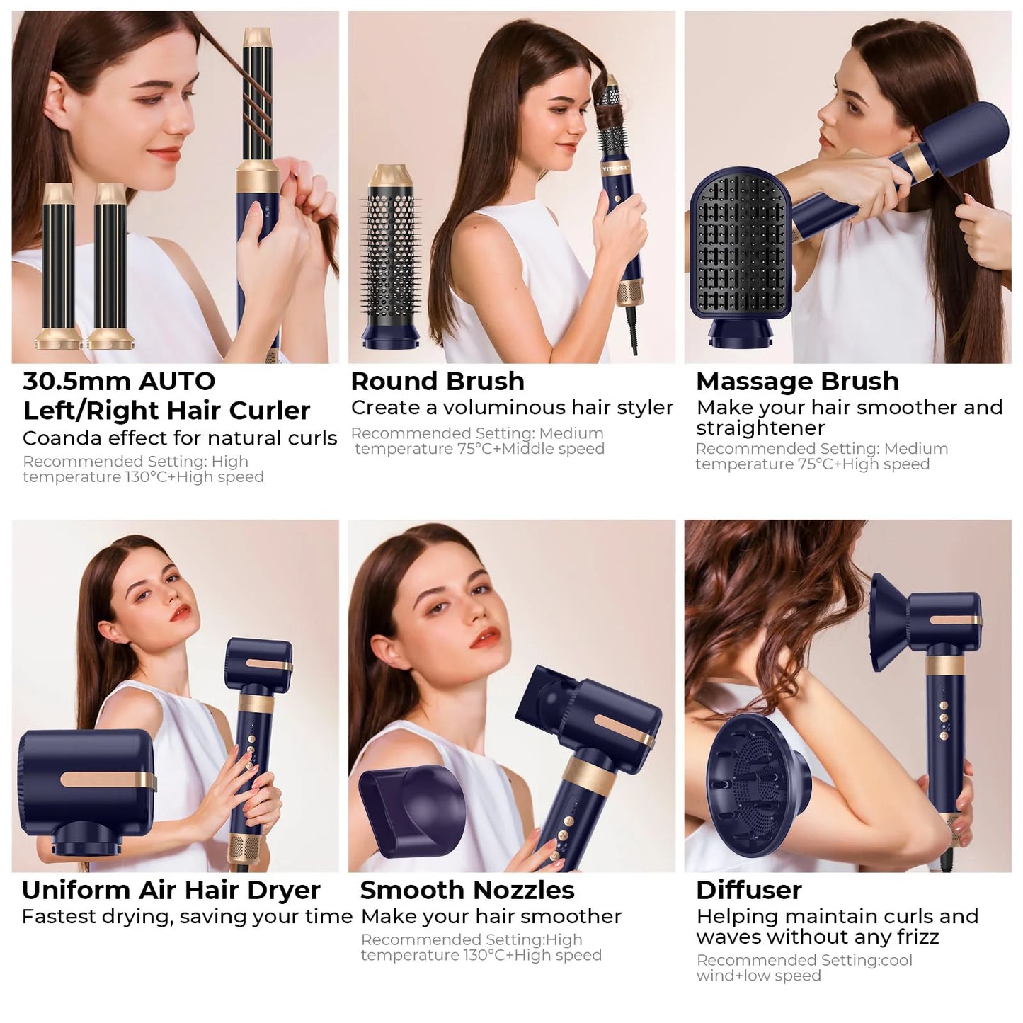UKLISS 7 in 1 Hair Dryer Brush Air Styler Set