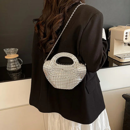 Metallic Acrylic Woven Handbag