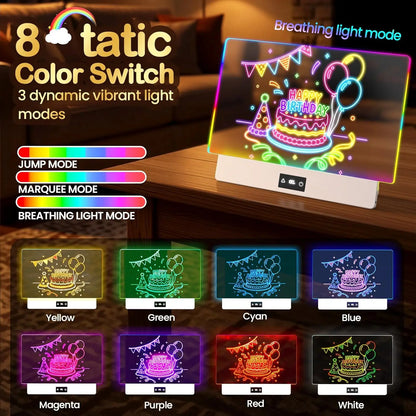 Kids LED Writing Board – Adjustable Brightness Glow Drawing Pad with Neon Pens