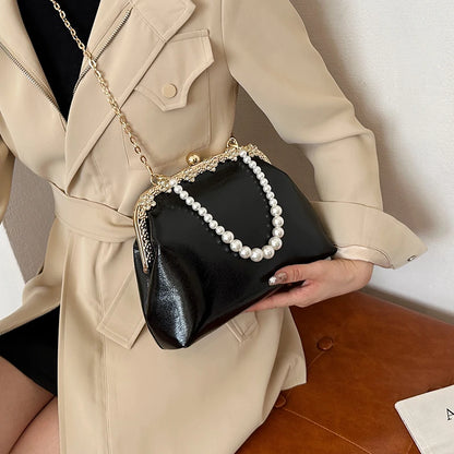 Luxury Pearl Chain Minaudière Shoulder Bag
