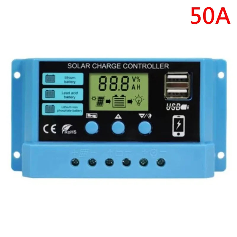 LCD Solar Charge Controller with Dual USB Output