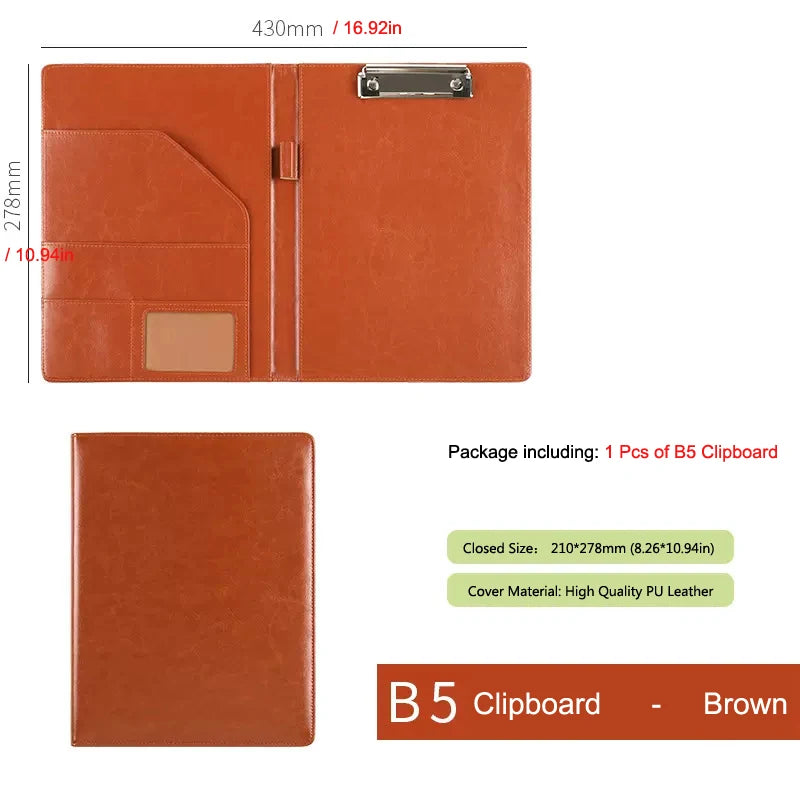 A5/B5 Executive Leather Padfolio Clipboard
