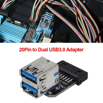 USB 3.0 19/20-Pin to Dual USB-A Motherboard Adapter