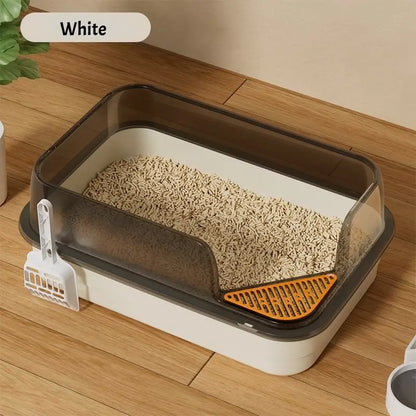 Semi-Enclosed Cat Litter Box with Scoop