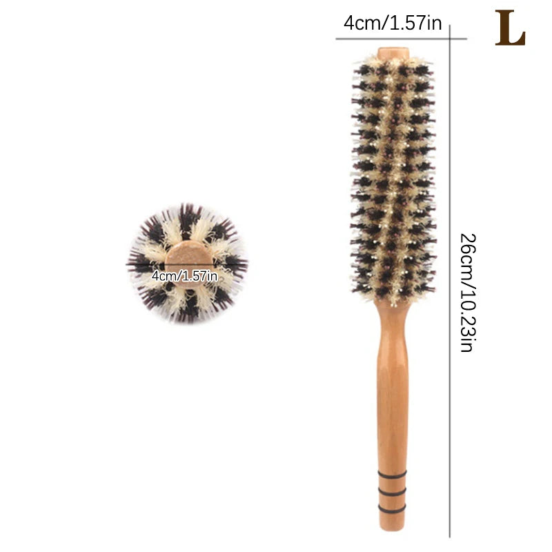 Natural Boar Bristle Wooden Round Hair Brush