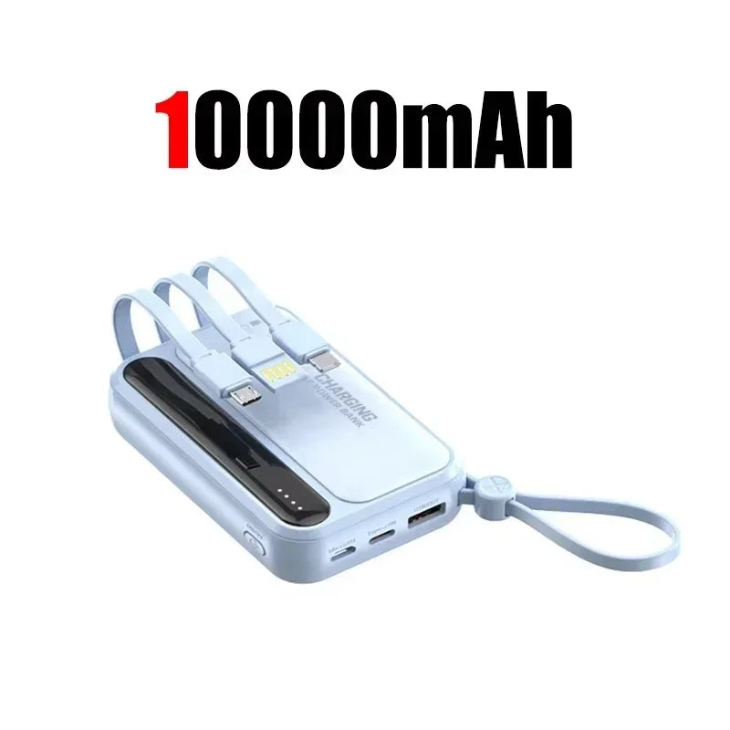 Portable Power Bank with Built-In Charging Cables