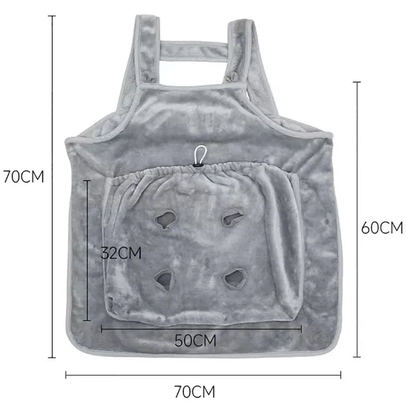 Plush Cat Carrier Apron with Cozy Pouch