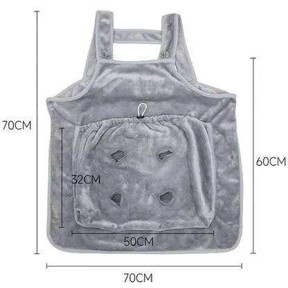 Plush Cat Carrier Apron with Cozy Pouch