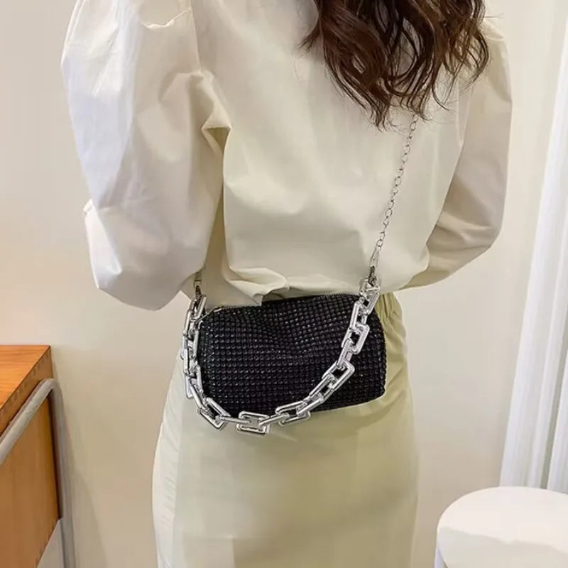 Rhinestone Chain Evening Crossbody Bag
