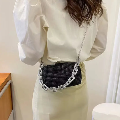 Rhinestone Chain Evening Crossbody Bag