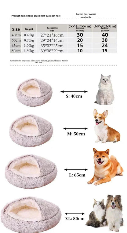 Winter Warm Plush Semi-Enclosed Cat Bedwarm cat bed, plush cat nest, winter pet bed, cat cave bed, puppy sleeping bed, enclosed pet bed, soft cat cushion, cozy pet house, pet accessories