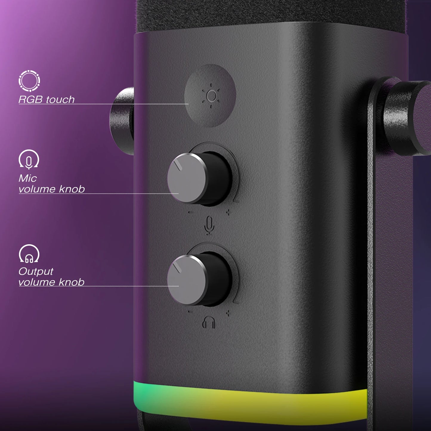 Professional USB & XLR Dynamic Streaming Microphone with RGB Lighting