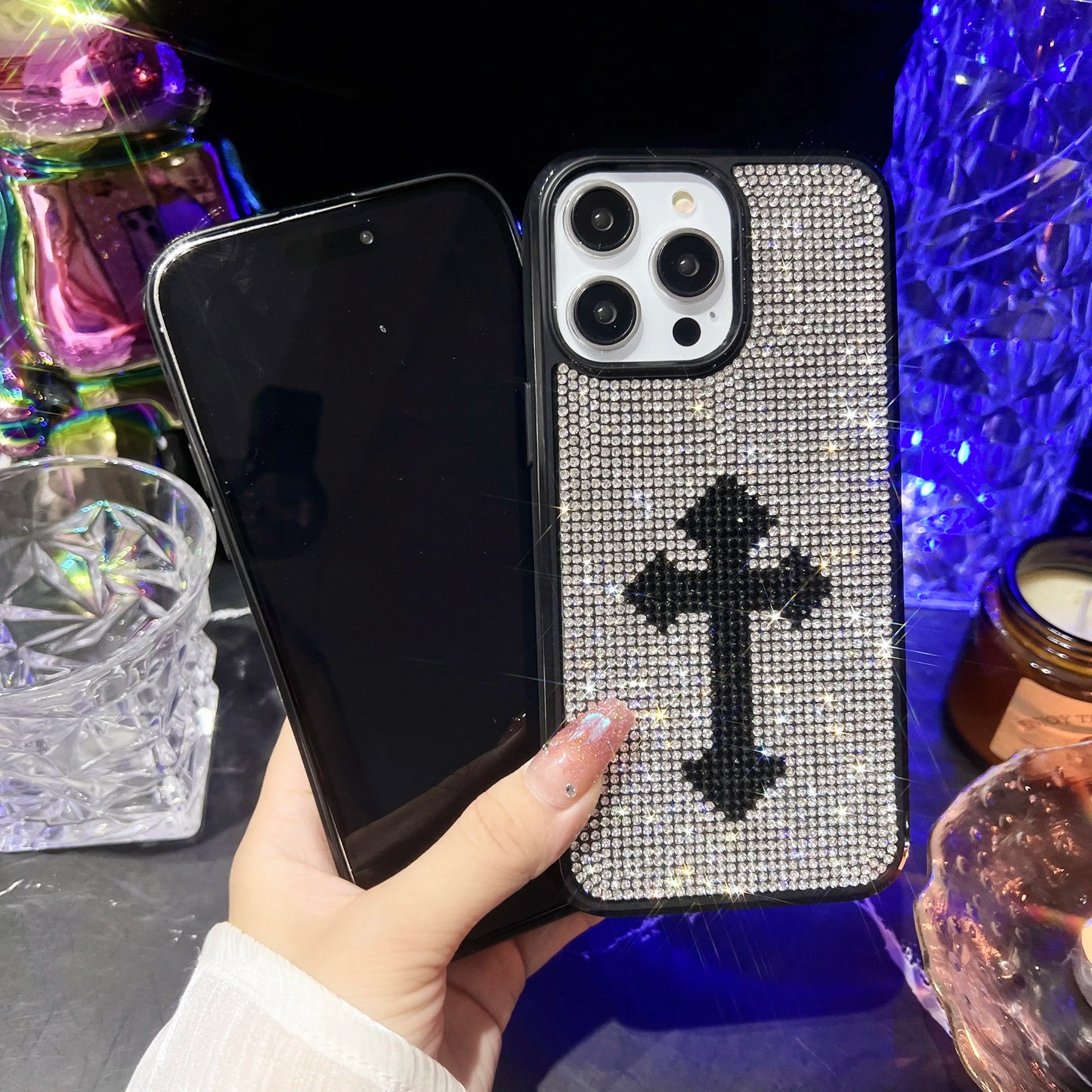 Gothic Cross Rhinestone Shockproof Protective Cover Case For iPhone 15 14 13 12 11 Pro