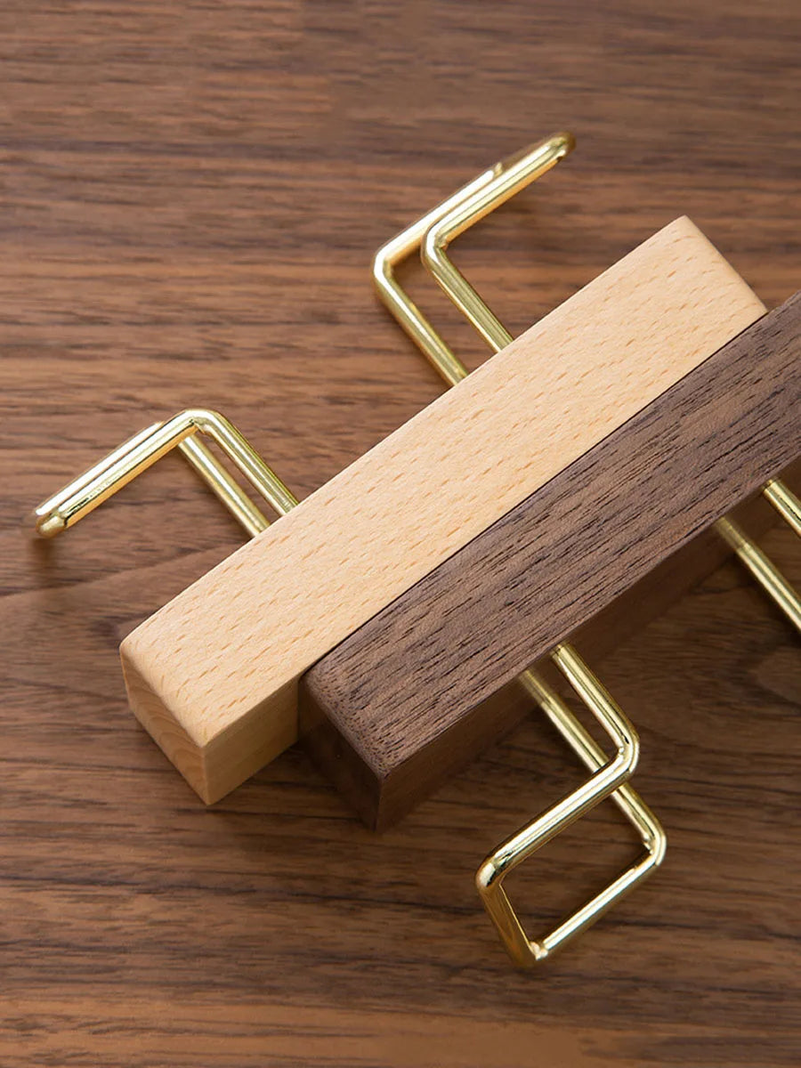 Wooden Business Card Holder with Metal Stand