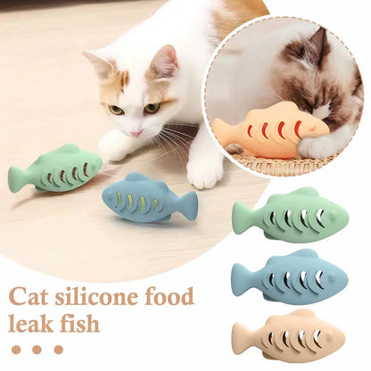 Interactive Silicone Fish Treat Dispenser Cat Toy