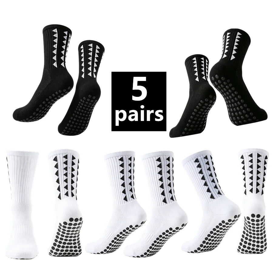Non-Slip Athletic Grip Socks 5 Pairs