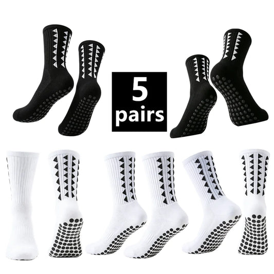 Non-Slip Athletic Grip Socks 5 Pairs