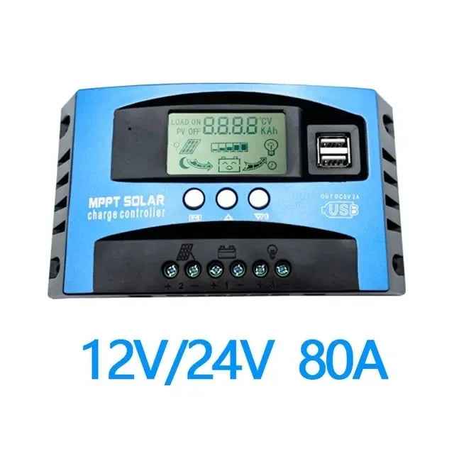 MPPT Solar Charge Controller – 12V/24V LCD Solar Battery Regulator