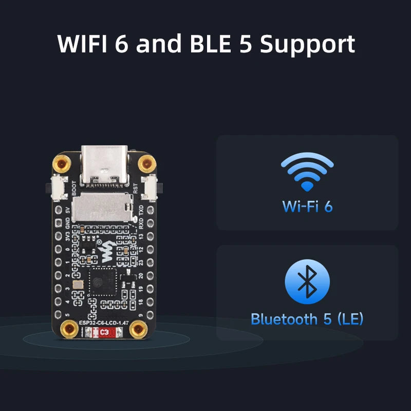 ESP32-C6 1.47-Inch LCD WiFi 6 & Bluetooth Development Board