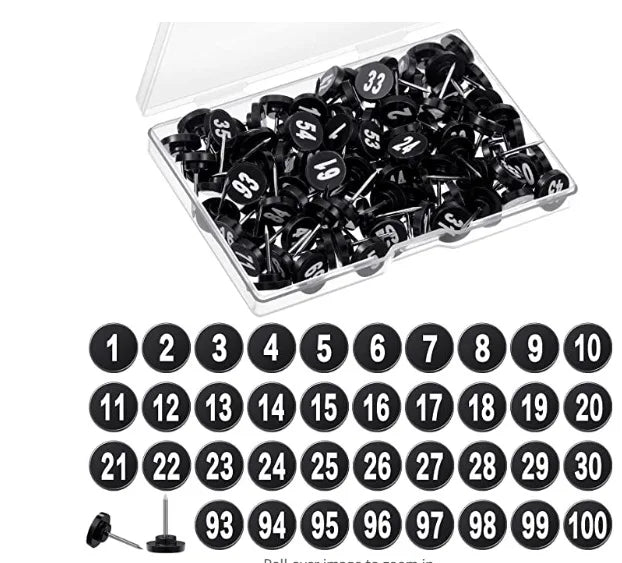 Numbered Round Push Pins for Bulletin Boards