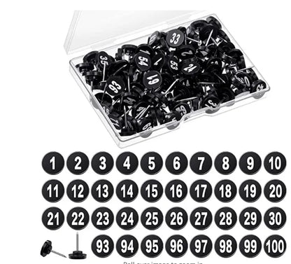 Numbered Round Push Pins for Bulletin Boards