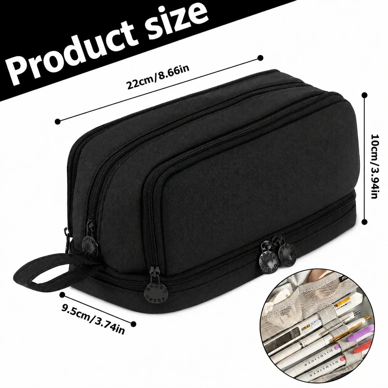 Large Capacity 4-Compartment Pencil Case Organizer