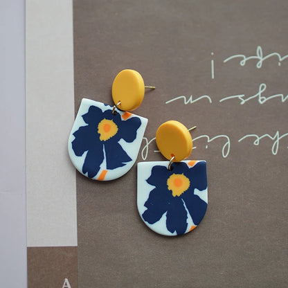 Flower Abstract Art Deco Pattern Earrings