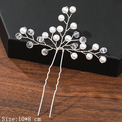 Pearl Rhinestone Flower Hair Pins